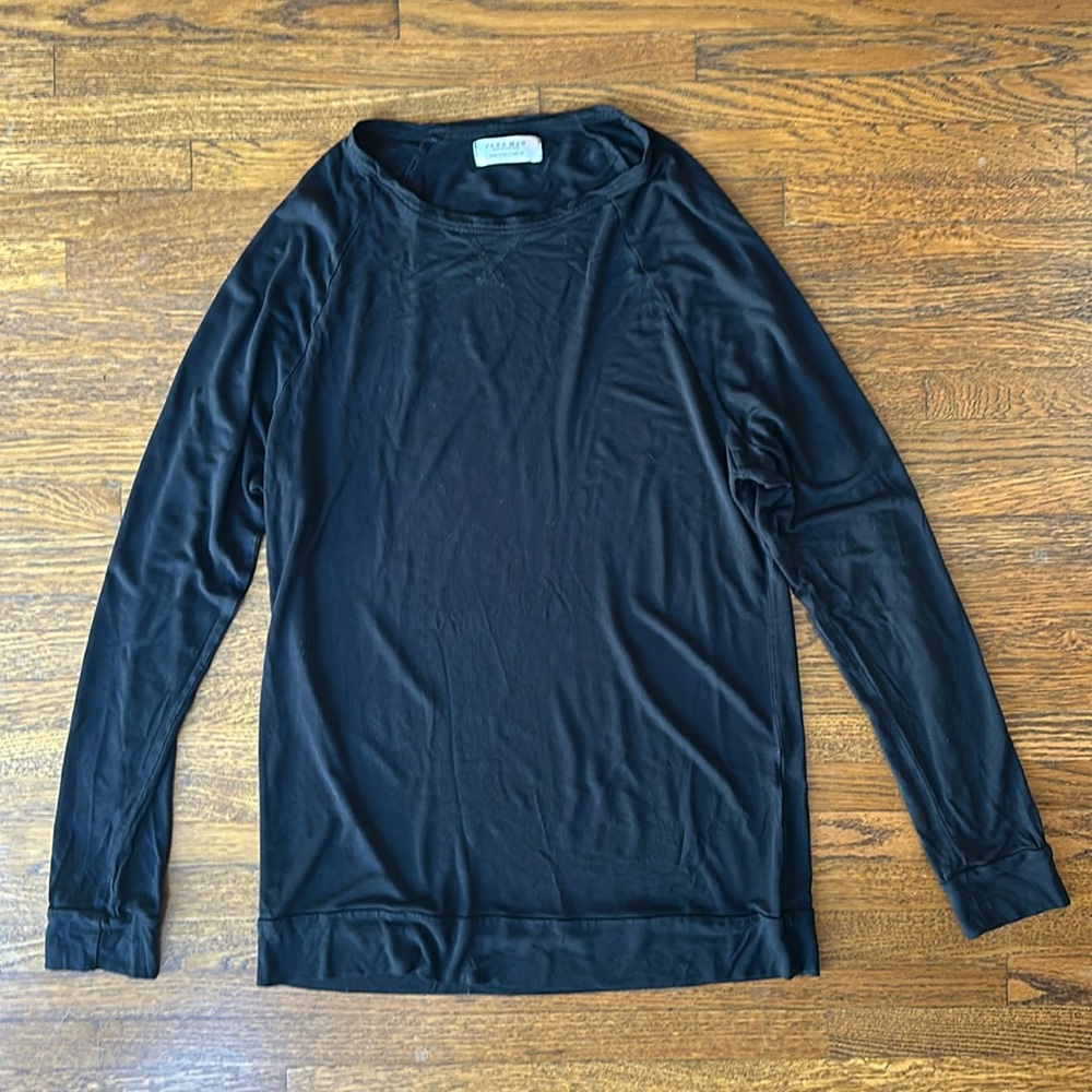 Zara Men’s Black Long Sleeve Slim Fit Cotton Tee Shirt